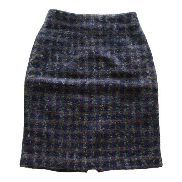 Ann Taylor Vintage Wool Boucle Plaid High Waisted Pencil Skirt - Picture 5 of 10